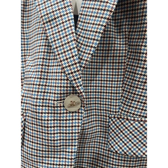Veronica $698 Beard Cutaway Dickey Jacket Size 6 Houndstooth Multi One Button - Picture 7 of 7